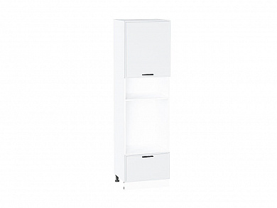 Шкаф пенал с 1-ой дверцей и ящиком под технику Фрейм 2132*600*580 White Silk / Белый