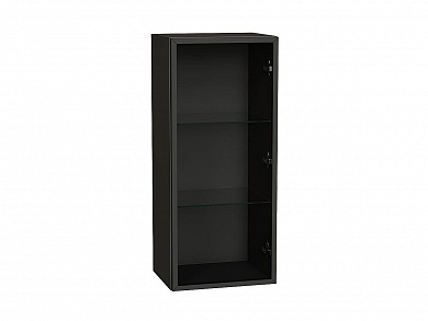 Шкаф верхний с 1-ой остекленной дверцей (полки стекло) 920*400*322 Черный / Graphite