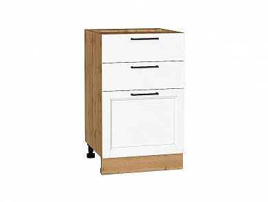 Шкаф нижний с 3-мя ящиками Сканди 816*500*480 White Silkwood / Дуб Вотан