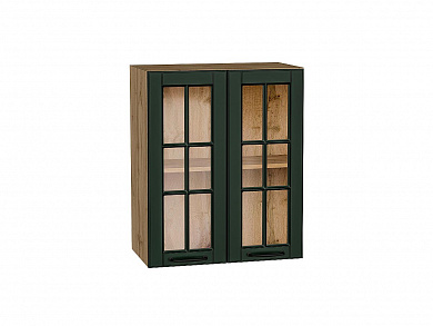Шкаф верхний с 2-мя остекленными дверцами Дублин 716*600*318 Special Green / Дуб Вотан