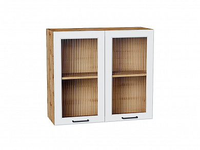 Шкаф верхний с 2-мя остекленными дверцами Барселона 716*800*324 Белый / Дуб Вотан