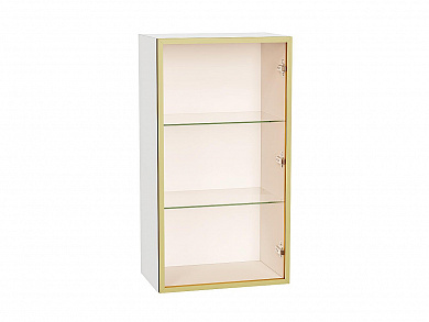 Шкаф верхний с 1-ой остекленной дверцей 920*500*322 Золотой / Белый
