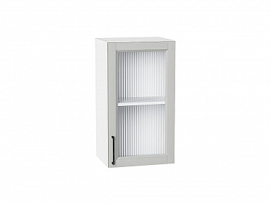 Шкаф верхний с 1-ой остекленной дверцей Сканди 716*400*320 Grey Silkwood / Белый
