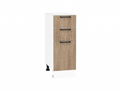 Шкаф нижний с 3-мя ящиками Флэт 816*300*478 Natural Casella Oak 2S / Белый