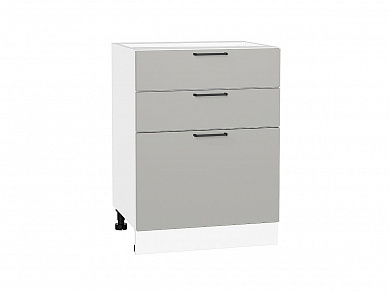 Шкаф нижний с 3-мя ящиками Флэт 816*600*478 Light Grey In 2S / Белый