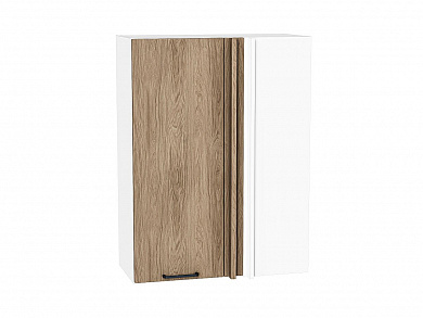 Шкаф верхний прямой угловой Флэт 920*700*345 Natural Casella Oak 2S / Белый