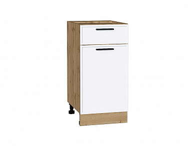 Шкаф нижний с 1-ой дверцей и ящиком Фрейм 816*400*484 White Silk / Дуб Вотан