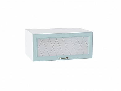 Шкаф верхний горизонтальный остекленный глубокий Ницца 358*800*574 Голубой / Белый