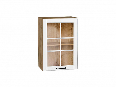 Шкаф верхний с 1-ой остекленной дверцей Дублин 716*500*318 Special White / Дуб Вотан
