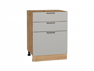Шкаф нижний с 3-мя ящиками Флэт 816*600*478 Light Grey In 2S / Дуб Вотан