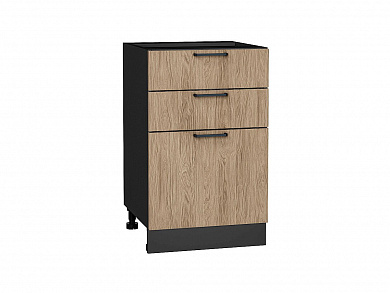 Шкаф нижний с 3-мя ящиками Флэт 816*500*478 Natural Casella Oak 2S / Graphite