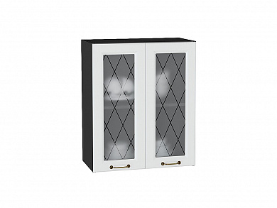 Шкаф верхний с 2-мя остекленными дверцами Ницца 716*600*318 Белый / Graphite