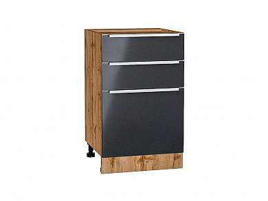 Шкаф нижний с 3-мя ящиками Фьюжн 816*500*480 Anthracite / Дуб Вотан
