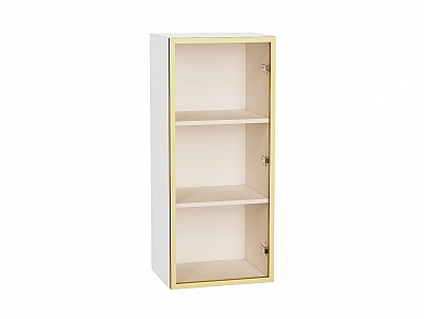 Шкаф верхний с 1-ой остекленной дверцей 920*400*322 Золотой / Белый