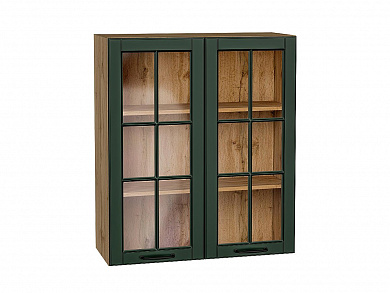 Шкаф верхний с 2-мя остекленными дверцами Дублин 920*800*318 Special Green / Дуб Вотан