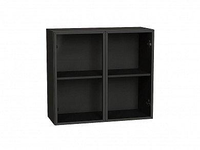 Шкаф верхний с 2-мя остекленными дверцами 716*800*322 Черный / Graphite