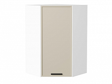 Шкаф верхний угловой Фрейм 920*600*600 Cream Silk / Белый