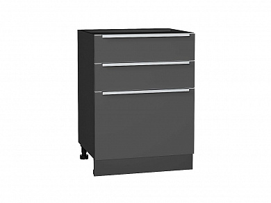 Шкаф нижний с 3-мя ящиками Фьюжн 816*600*480 Stormy Silk / Graphite