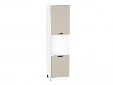 Шкаф пенал с 2-мя дверцами под технику Фрейм 2336*600*580 Cream Silk / Белый