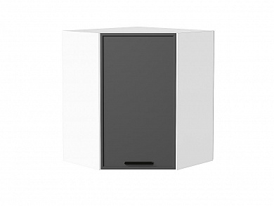 Шкаф верхний угловой Фрейм 716*600*600 Stormy Silk / Белый