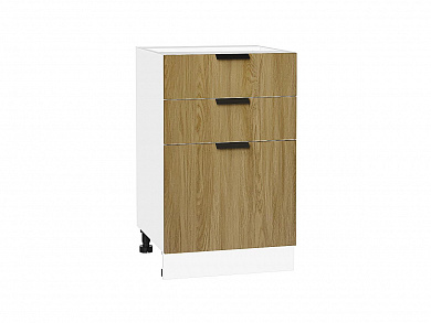 Шкаф нижний с 3-мя ящиками Евро 816*500*478 Дуб песочный / Белый