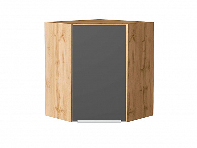 Шкаф верхний угловой Фьюжн 716*600*600 Stormy Silk / Дуб Вотан