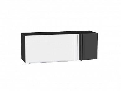 Шкаф верхний прямой угловой горизонтальный Фьюжн 358*1000*350 Silky White / Graphite