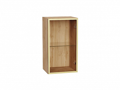 Шкаф верхний с 1-ой остекленной дверцей 716*400*322 Золотой / Дуб Вотан