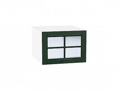 Шкаф верхний горизонтальный остекленный глубокий Дублин 358*500*574 Special Green / Белый