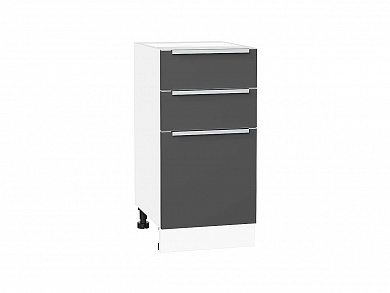 Шкаф нижний с 3-мя ящиками Фьюжн 816*400*480 Stormy Silk / Белый