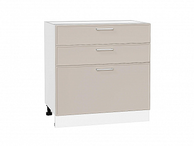 Шкаф нижний с 3-мя ящиками Квадро 816*800*481 Кашемир / Белый