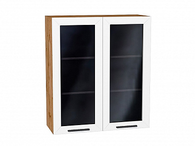 Шкаф верхний с 2-мя остекленными дверцами Глетчер 920*800*318 Айленд Силк / Дуб Вотан