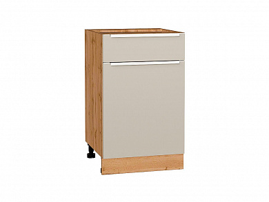 Шкаф нижний с 1-ой дверцей и ящиком Фьюжн 816*500*480 Cream Silk / Дуб Вотан
