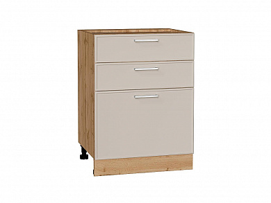 Шкаф нижний с 3-мя ящиками Квадро 816*600*481 Кашемир / Дуб Вотан