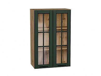 Шкаф верхний с 2-мя остекленными дверцами Дублин 920*600*318 Special Green / Дуб Вотан