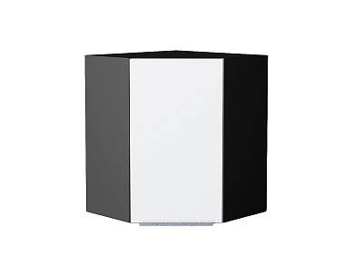 Шкаф верхний угловой Фьюжн 716*600*600 Silky White / Graphite