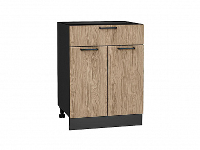 Шкаф нижний с 2-мя дверцами и ящиком Флэт 816*600*478 Natural Casella Oak 2S / Graphite