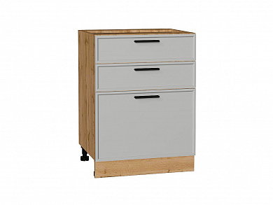 Шкаф нижний с 3-мя ящиками Фрейм 816*600*484 Grey Silk / Дуб Вотан