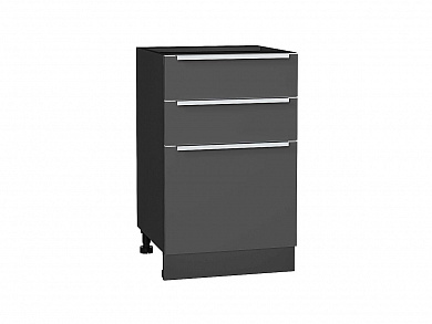 Шкаф нижний с 3-мя ящиками Фьюжн 816*500*480 Stormy Silk / Graphite