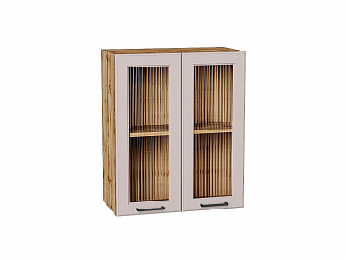 Шкаф верхний с 2-мя остекленными дверцами Барселона 716*600*324 Кашемир / Дуб Вотан
