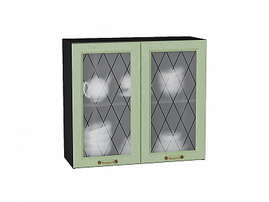 Шкаф верхний с 2-мя остекленными дверцами Ницца 716*800*318 Дуб оливковый / Graphite