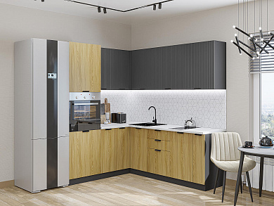 Евро Лайн-04 2140*1800/2150*600 Антрацит/Дуб песочный