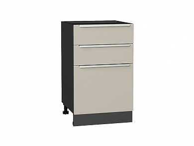 Шкаф нижний с 3-мя ящиками Фьюжн 816*500*480 Cream Silk / Graphite