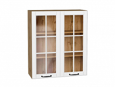 Шкаф верхний с 2-мя остекленными дверцами Дублин 920*800*318 Special White / Дуб Вотан