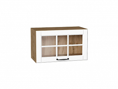 Шкаф верхний горизонтальный остекленный Дублин 358*600*318 Special White / Дуб Вотан