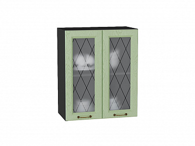 Шкаф верхний с 2-мя остекленными дверцами Ницца 716*600*318 Дуб оливковый / Graphite