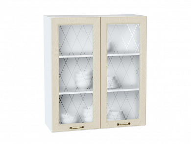 Шкаф верхний с 2-мя остекленными дверцами Ницца 920*800*318 Дуб крем / Белый