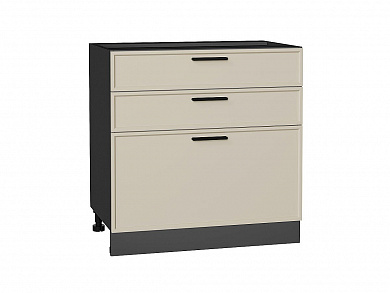 Шкаф нижний с 3-мя ящиками Фрейм 816*800*484 Cream Silk / Graphite