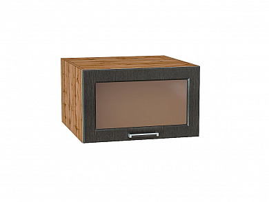 Шкаф верхний горизонтальный остекленный глубокий Прага 358*600*574 Венге премиум / Дуб Вотан