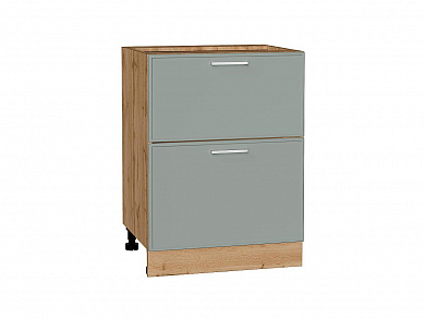 Шкаф нижний с 2-мя ящиками Квадро 816*600*481 Аквамарин / Дуб Вотан
